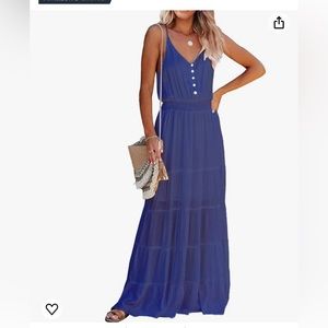 Blue Chiffon Summer Maxi Dress
